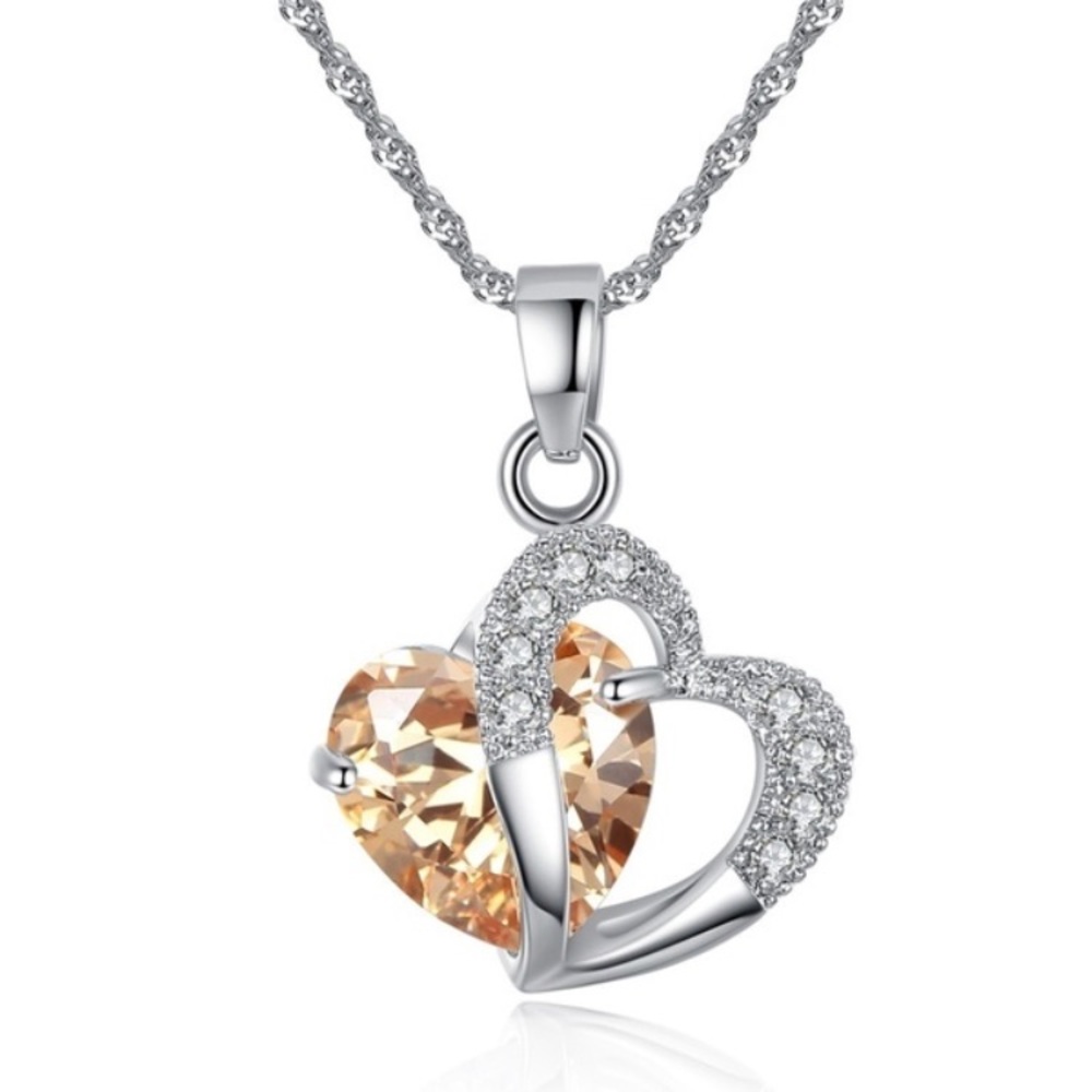 💛 925 Sterling Yellow Heart Pendant Necklace